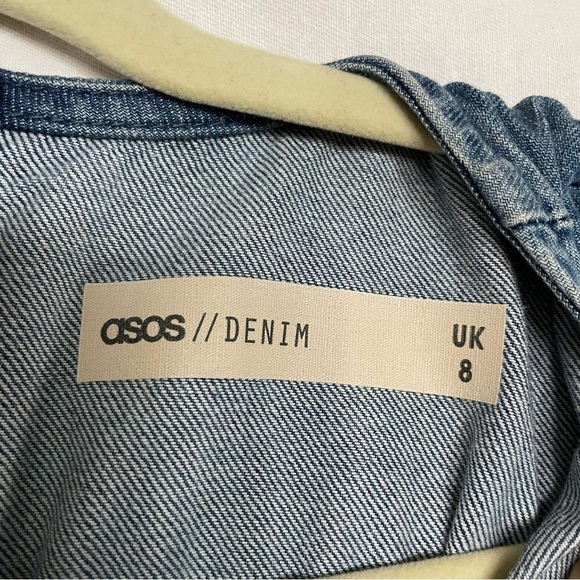 Asos Denim Boxy Boho Split Bell Sleeve Frayed Edge Top - Picture 2 of 13